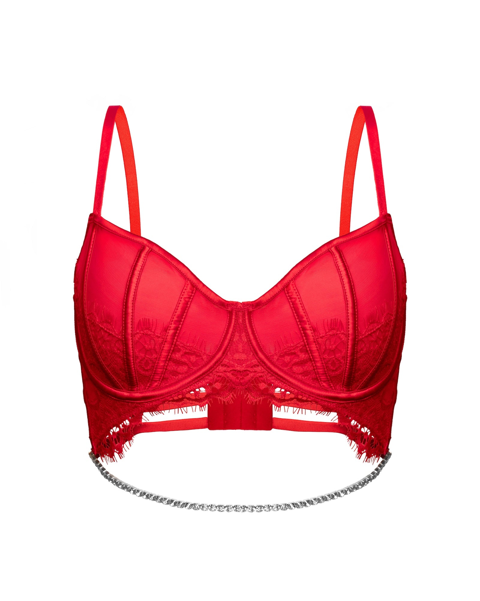 Soft Cup Rhinestone Lace Bra, Eclipse