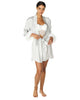 Load image into Gallery viewer, Silk Robe with Feathers Cuff Trim, Enif.